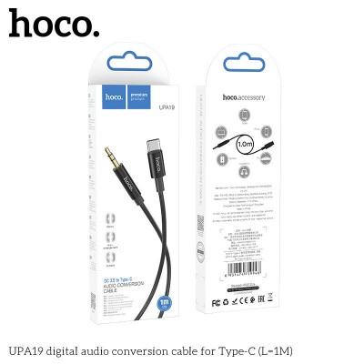 Кабель hoco AUX UPA19 digital audio conversion cable for Type-C (Type-C male connector to DC3.5 male connector) - Black Кабель hoco AUX UPA19 digital audio conversion cable for Type-C (Type-C male connector to DC3.5 male connector) - Black