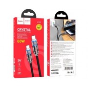 Кабель Hoco U122 Lantern transparent discovery edition 60W charging data cable Type-c to Type-c - Черный