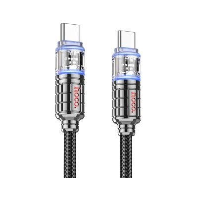 Кабель Hoco U122 Lantern transparent discovery edition 60W charging data cable Type-c to Type-c - Черный Кабель Hoco U122 Lantern transparent discovery edition 60W charging data cable Type-c to Type-c - Черный