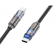 Кабель Hoco U122 Lantern transparent discovery edition 60W charging data cable Type-c to Type-c - Черный