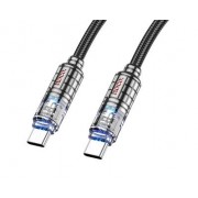 Кабель Hoco U122 Lantern transparent discovery edition 60W charging data cable Type-c to Type-c - Черный