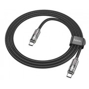Кабель Hoco U122 Lantern transparent discovery edition 60W charging data cable Type-c to Type-c - Черный