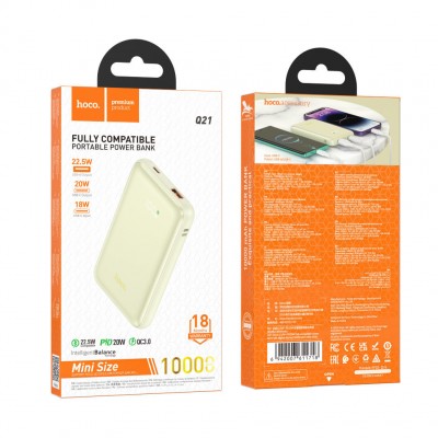 Power Bank Hoco Q21 Great 22.5W+PD20W with digital display 10000mAh milky - White Power Bank Hoco Q21 Great 22.5W+PD20W with digital display 10000mAh milky - White