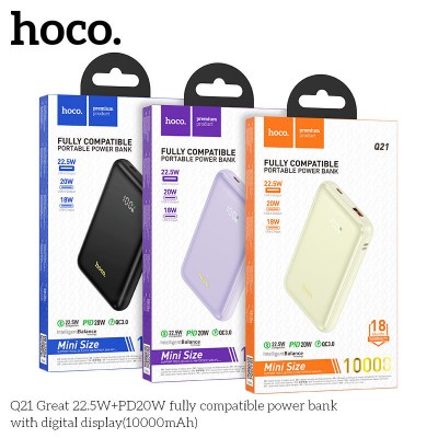 Power Bank Hoco Q21 Great 22.5W+PD20W with digital display 10000mAh milky - White Power Bank Hoco Q21 Great 22.5W+PD20W with digital display 10000mAh milky - White