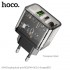 Сетевой адаптер Hoco N34 dazzling dual-port PD20W+QC3.0 charger (EU) Transparent - Black Сетевой адаптер Hoco N34 dazzling dual-port PD20W+QC3.0 charger (EU) Transparent - Black