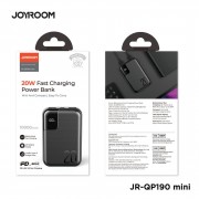 Power Bank Joyroom JR-QP190 mini 20W fast charging 10000mAh black With USB to Type.C 0.3m Cable-Black
