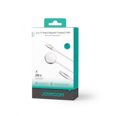 Зарядка Joyroom S-IW012 2-in-1 iP Watch Magnetic Charger+30W Fast Charging Cable (USB-C) 1.5m - White Зарядка Joyroom S-IW012 2-in-1 iP Watch Magnetic Charger+30W Fast Charging Cable (USB-C) 1.5m - White