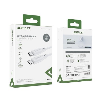 Кабель Acefast C3-03 Type-C to Type-C TPE charging data cable - White Кабель Acefast C3-03 Type-C to Type-C TPE charging data cable - White