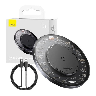 Беспроводная зарядка с кабелем Baseus Simple 2 Wireless Charger 15W Cluster/Cable Type-C To Type-C 24W 12V/2A 1m Cluster (CCJJ050001) - Черный Беспроводная зарядка с кабелем Baseus Simple 2 Wireless Charger 15W Cluster/Cable Type-C To Type-C 24W 12V/2A 1m Cluster (CCJJ050001) - Черный