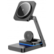 Беспроводная зарядка HOCO CQ10 Consuelo Folding 3-in-1 Wireless Fast Charger - Black