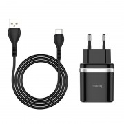 Зарядка hoco C12Q Smart QC3.0 charger set (Type-C) (EU) - Black