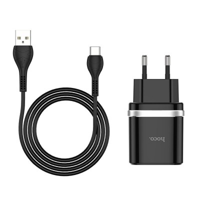 Зарядка hoco C12Q Smart QC3.0 charger set (Type-C) (EU) - Black Зарядка hoco C12Q Smart QC3.0 charger set (Type-C) (EU) - Black