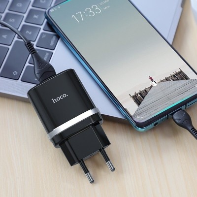 Зарядка hoco C12Q Smart QC3.0 charger set (Type-C) (EU) - Black Зарядка hoco C12Q Smart QC3.0 charger set (Type-C) (EU) - Black