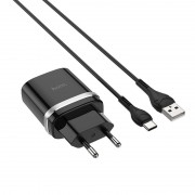 Зарядка hoco C12Q Smart QC3.0 charger set (Type-C) (EU) - Black