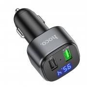 Автомобильное ЗУ hoco E67 Fighter QC3.0 car BT FM transmitter - Black