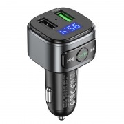 Автомобильное ЗУ hoco E67 Fighter QC3.0 car BT FM transmitter - Black