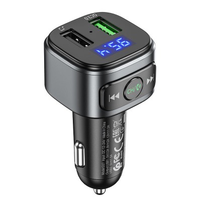 Автомобильное ЗУ hoco E67 Fighter QC3.0 car BT FM transmitter - Black Автомобильное ЗУ hoco E67 Fighter QC3.0 car BT FM transmitter - Black