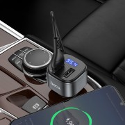 Автомобильное ЗУ hoco E67 Fighter QC3.0 car BT FM transmitter - Black