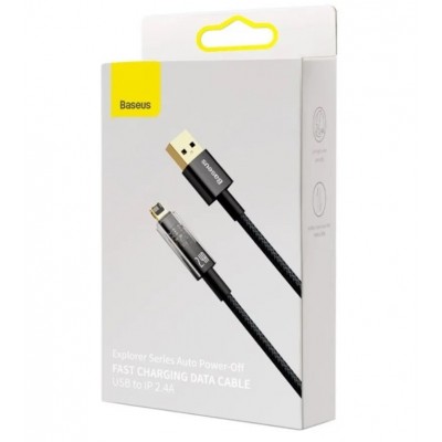 Кабель Baseus Explorer Series Auto Power-Off Fast Charging Data Cable USB to IP 2.4A 1m - Black (CATS000401) Кабель Baseus Explorer Series Auto Power-Off Fast Charging Data Cable USB to IP 2.4A 1m - Black (CATS000401)