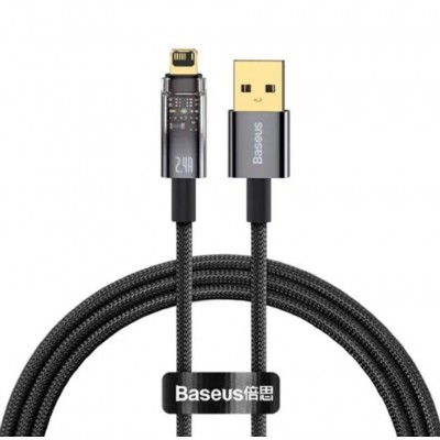 Кабель Baseus Explorer Series Auto Power-Off Fast Charging Data Cable USB to IP 2.4A 1m - Black (CATS000401) Кабель Baseus Explorer Series Auto Power-Off Fast Charging Data Cable USB to IP 2.4A 1m - Black (CATS000401)