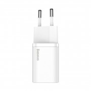 Зарядка Baseus Super Si Quick Charger 1C 25W EU Sets White (With Mini White Cable Type-C to Type-C 3A 1m White) (TZCCSUP-L02)