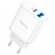 Зарядный конвертер Hoco C105A Stage dual port PD20W+QC3.0 Charger (EU) - White