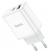Зарядный конвертер Hoco C105A Stage dual port PD20W+QC3.0 Charger (EU) - White