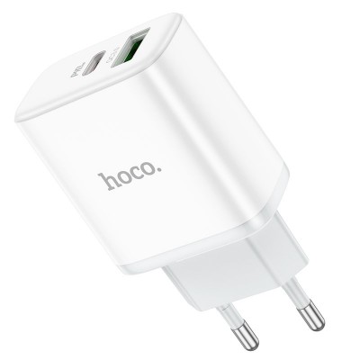 Зарядный конвертер Hoco C105A Stage dual port PD20W+QC3.0 Charger (EU) - White Зарядный конвертер Hoco C105A Stage dual port PD20W+QC3.0 Charger (EU) - White