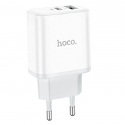 Зарядный конвертер Hoco C105A Stage dual port PD20W+QC3.0 Charger (EU) - White