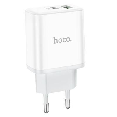 Зарядный конвертер Hoco C105A Stage dual port PD20W+QC3.0 Charger (EU) - White Зарядный конвертер Hoco C105A Stage dual port PD20W+QC3.0 Charger (EU) - White