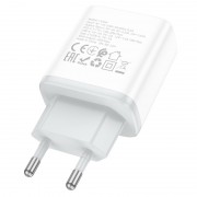 Зарядный конвертер Hoco C105A Stage dual port PD20W+QC3.0 Charger (EU) - White