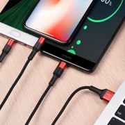 Кабель hoco X26 Xpress Lightning+Micro-USB+Type-C - Черно/Красный