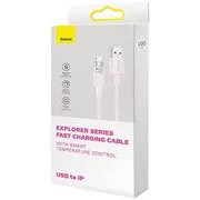 Кабель BASEUS explorer series fast charging cable with smart temperature control USB to ip 2.4a 1m - Pink (CATS010004)