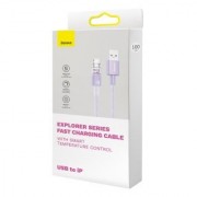 Кабель BASEUS explorer series fast charging cable with smart temperature control USB to ip 2.4a 1m - Purple (CATS010005)