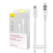 Кабель BASEUS explorer series fast charging cable with temperature control type-c to ip 20w 1m - White (CATS010202)