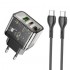 Сетевой адаптер с кабелем Hoco N34 dazzling dual-port PD20W+QC3.0 charger set (Type-c to Type-c) - Прозрачный черный Сетевой адаптер с кабелем Hoco N34 dazzling dual-port PD20W+QC3.0 charger set (Type-c to Type-c) - Прозрачный черный