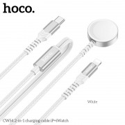 Беспроводная зарядка Hoco CW54 2-in-1 charging cable IP+Watch - White