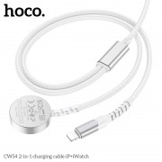 Беспроводная зарядка Hoco CW54 2-in-1 charging cable IP+Watch - White