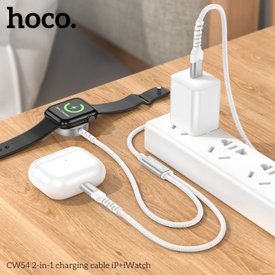 Беспроводная зарядка Hoco CW54 2-in-1 charging cable IP+Watch - White Беспроводная зарядка Hoco CW54 2-in-1 charging cable IP+Watch - White