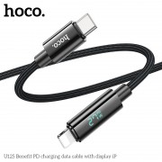Кабель Hoco U125 Benefit PD charging data cable with Display (T.C to IP) - Black