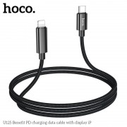 Кабель Hoco U125 Benefit PD charging data cable with Display (T.C to IP) - Black