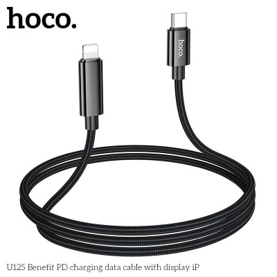 Кабель Hoco U125 Benefit PD charging data cable with Display (T.C to IP) - Black Кабель Hoco U125 Benefit PD charging data cable with Display (T.C to IP) - Black