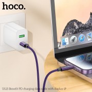 Кабель Hoco U125 Benefit PD charging data cable with Display (T.C to IP) - Black