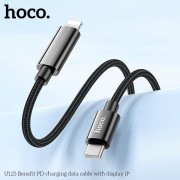 Кабель Hoco U125 Benefit PD charging data cable with Display (T.C to IP) - Black