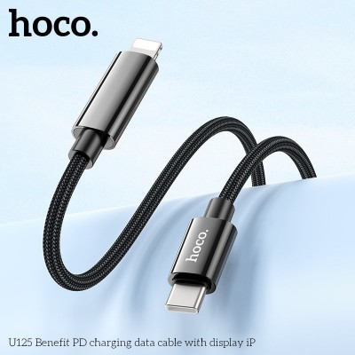 Кабель Hoco U125 Benefit PD charging data cable with Display (T.C to IP) - Black Кабель Hoco U125 Benefit PD charging data cable with Display (T.C to IP) - Black