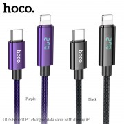Кабель Hoco U125 Benefit PD charging data cable with Display (T.C to IP) - Black