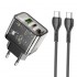 Сетевой адаптер с кабелем Hoco N34 dazzling dual-port PD20W+QC3.0 charger set (Type-c to Type-c) - Прозрачный черный Сетевой адаптер с кабелем Hoco N34 dazzling dual-port PD20W+QC3.0 charger set (Type-c to Type-c) - Прозрачный черный