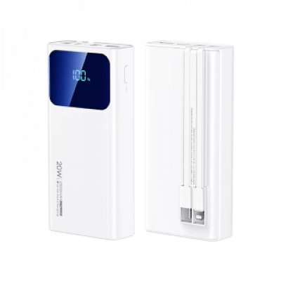 Remax RPP-535 voyage series 20W+22.5 PD+QC cabled fast charging power bank 20000mAh - White Remax RPP-535 voyage series 20W+22.5 PD+QC cabled fast charging power bank 20000mAh - White