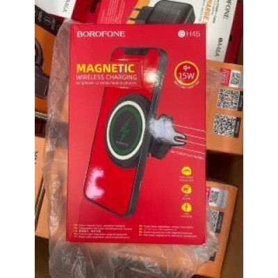 Автомобильный держатель Borofone BH45 с беспроводной зарядкой - Black Автомобильный держатель Borofone BH45 с беспроводной зарядкой - Black