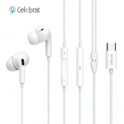 Наушники Celebrat E300 One Key Line Control Wired Earphones Type-c - White